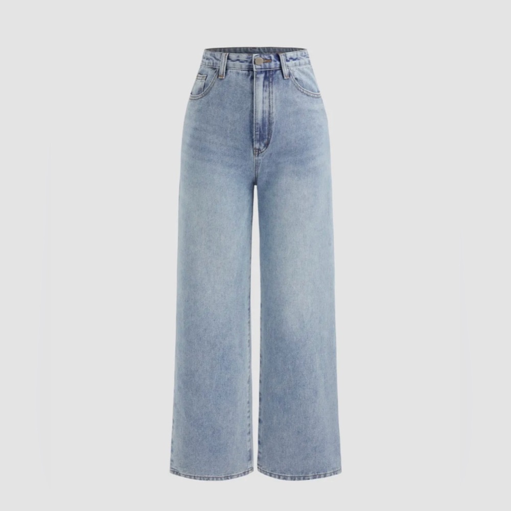 Cider Baby Blue Mid Rise Straight Leg Jeans
